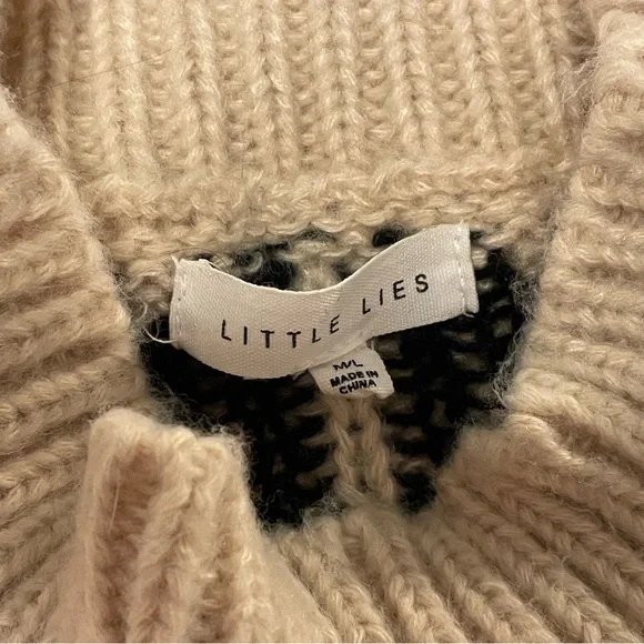 Anthropologie Little Lies Checkmate Mock Neck Chunky Turtleneck Sweater (M/L) - Picture 7 of 9